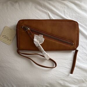 Free People Tan Wristlet with Zipper Accent